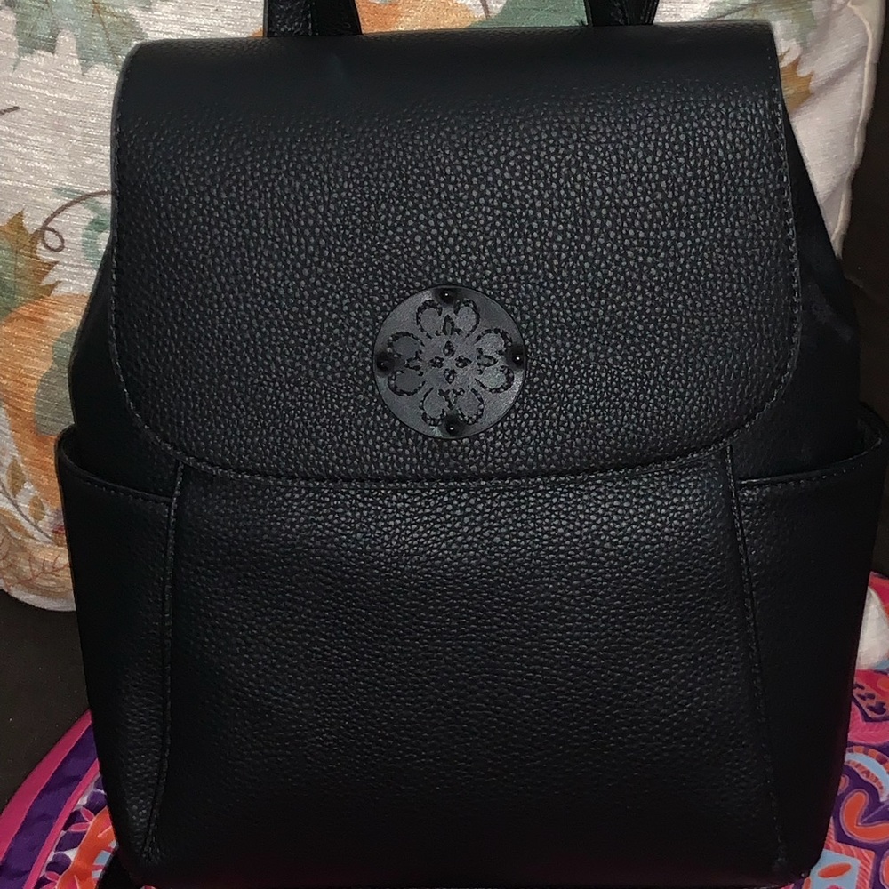 All leather black backpack